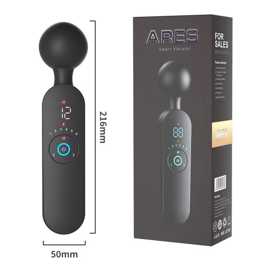 This personal massager is a little over 8 1/2 inches tall and almost 2 inches wide