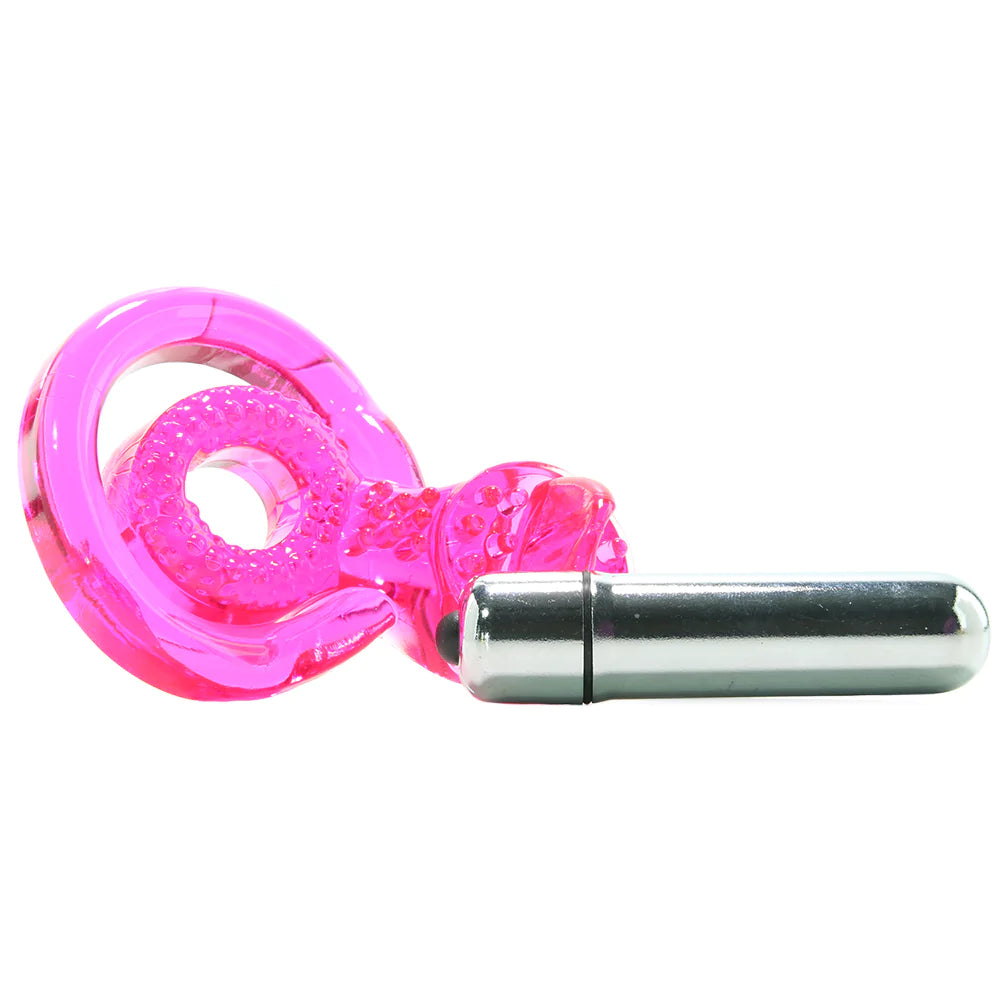 Dual Clit Flicker Cock Ring in Pink