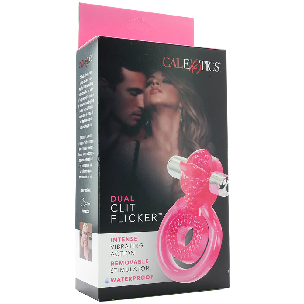 Dual Clit Flicker Cock Ring in Pink