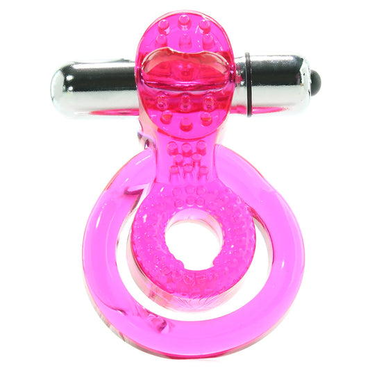Dual Clit Flicker Cock Ring in Pink