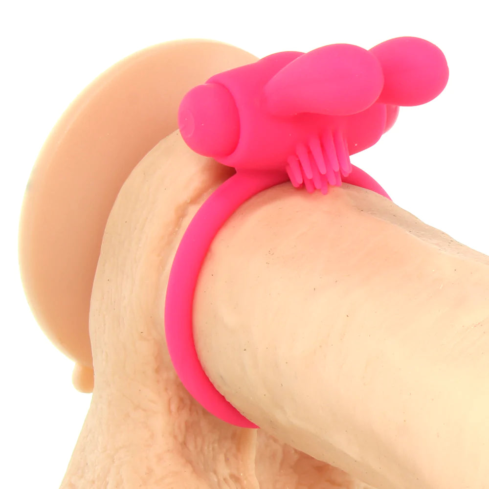 Neon Rabbit Vibrating Cock Ring in Pink