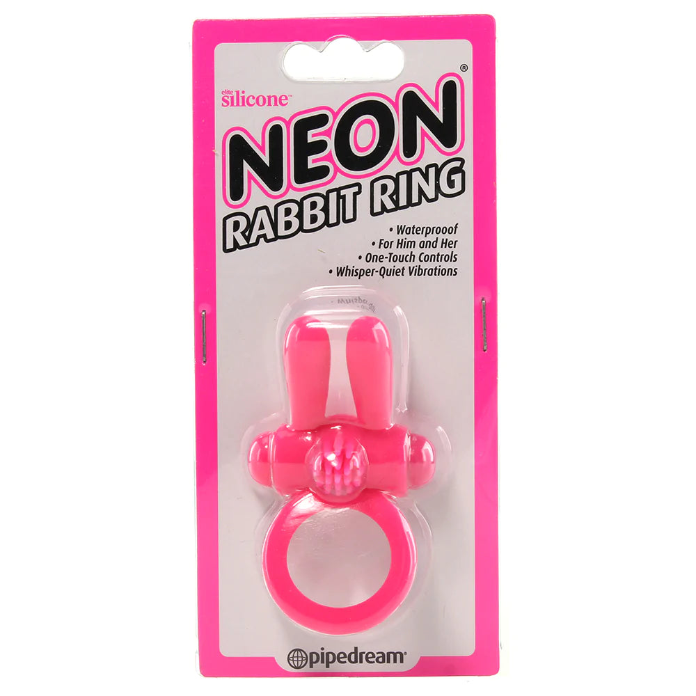 Neon Rabbit Vibrating Cock Ring in Pink